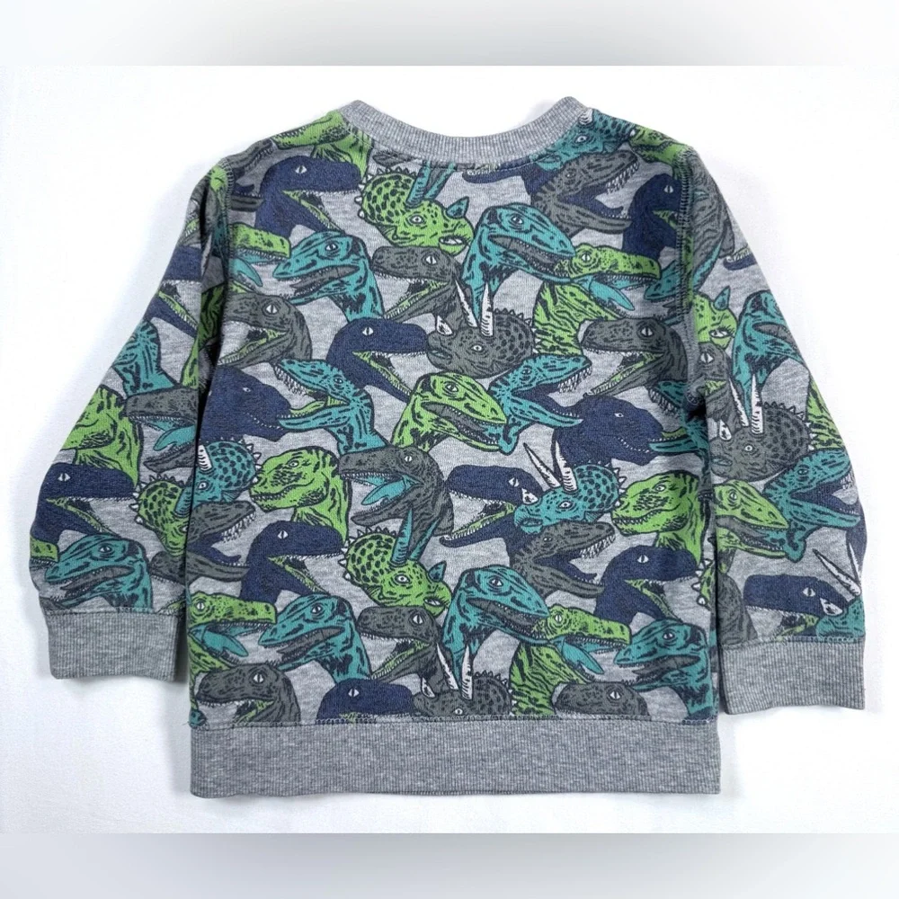 GYMBOREE Boys Dinosaur Sweatshirt 2T Fleece Pullover Playful Prehistoric Print‎